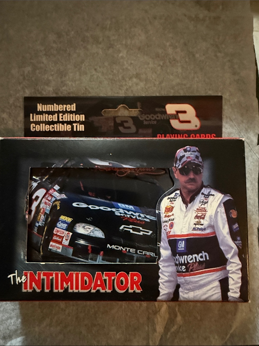 New Dale Earnhardt The Intimidator Collectible Tin with 2 packs of playing cards